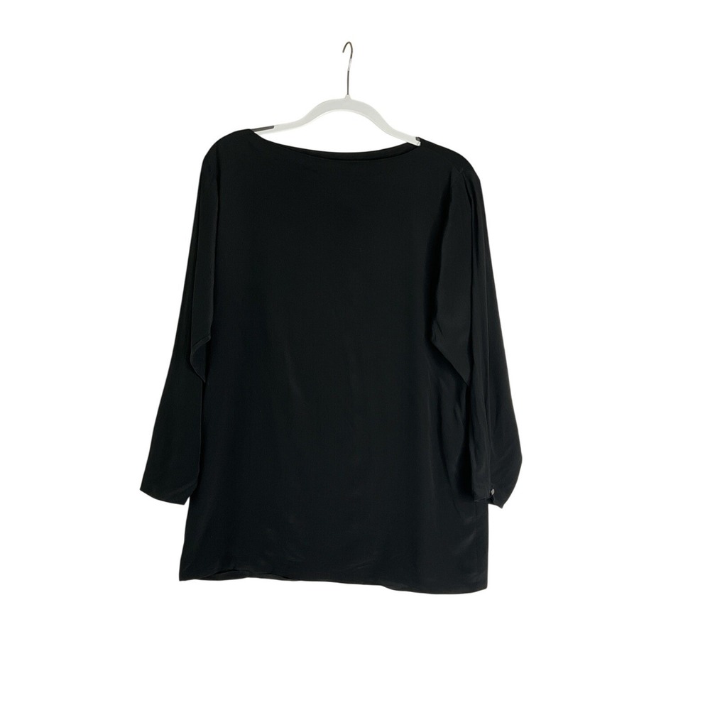Vintage Ralph Lauren Black 100% Silk Long Sleeve Pullover Tunic Minimalist 10